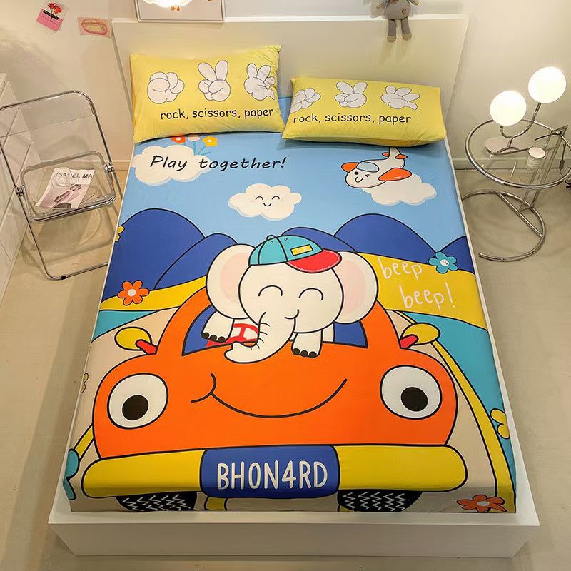 Drap giường cotton , ga trải giường cotton 3D họa tiết ngộ nghĩnh cho bé tặng kèm 2 vỏ gối | BigBuy360 - bigbuy360.vn
