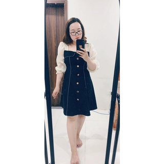 BIGSIZE Váy trần chỉ phối tay lụa ánh trai