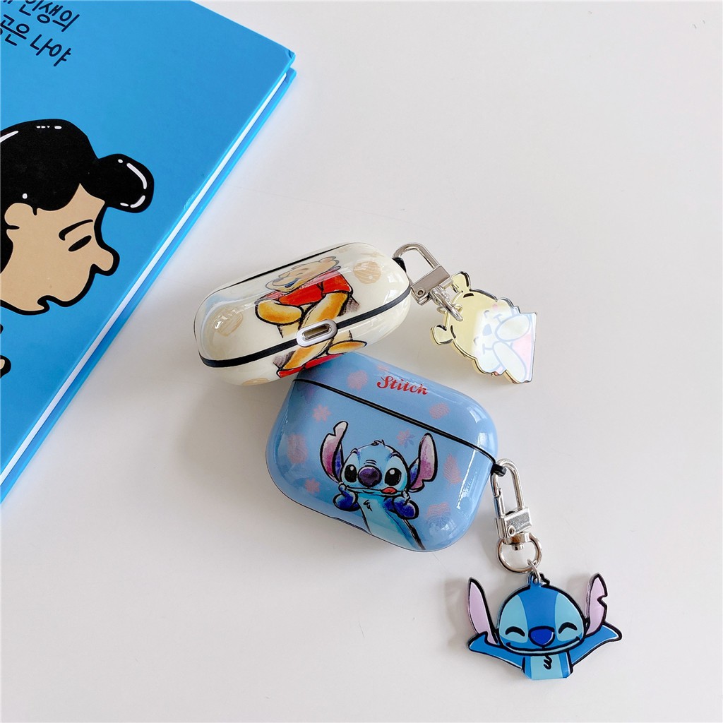 Vỏ gấu Pooh/Stitch hoạt hình IMD cho hộp tai nghe iPhone AirPods Pro AirPods 1/2