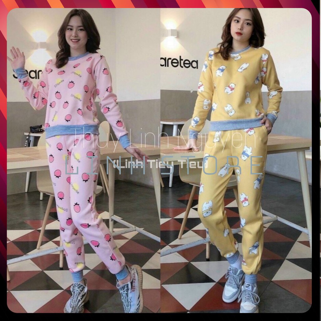 Đồ Bộ Mặc Nhà 👄SALE👄 Nữ đồ ngủ Nỉ Bông Thu Đông chất liệu nhập khẩu Cao Cấp hàng xuất khẩu bigsize