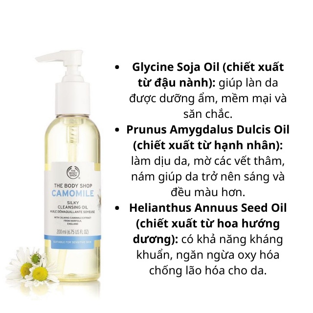 Dầu tẩy trang the body shop cammomlile silky cleansing oil 200ml