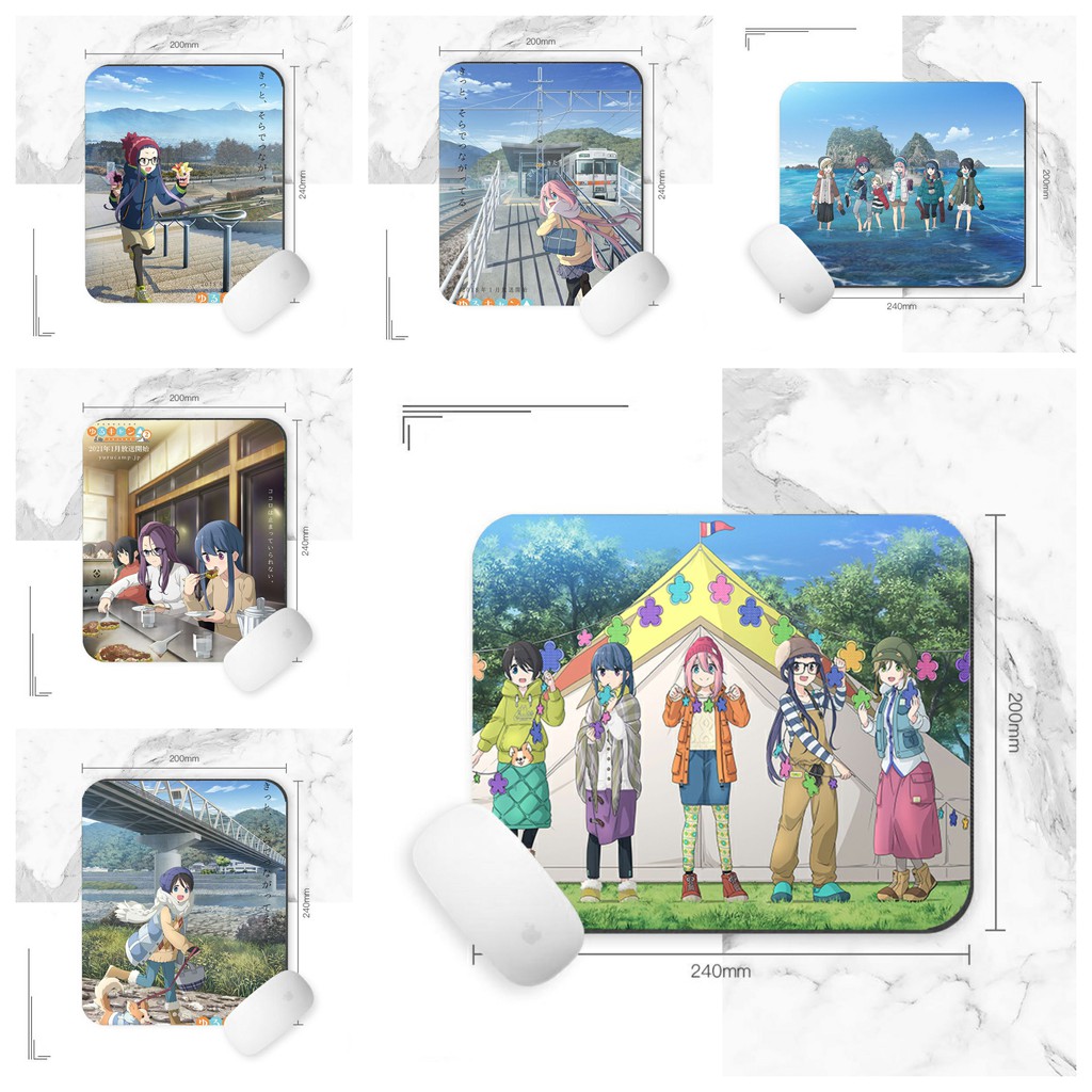 Miếng lót chuột IN HÌNH Yuru Camp Thở giữa lưng chừng núi Phú Sĩ anime chibi tiện lợi xinh xắn