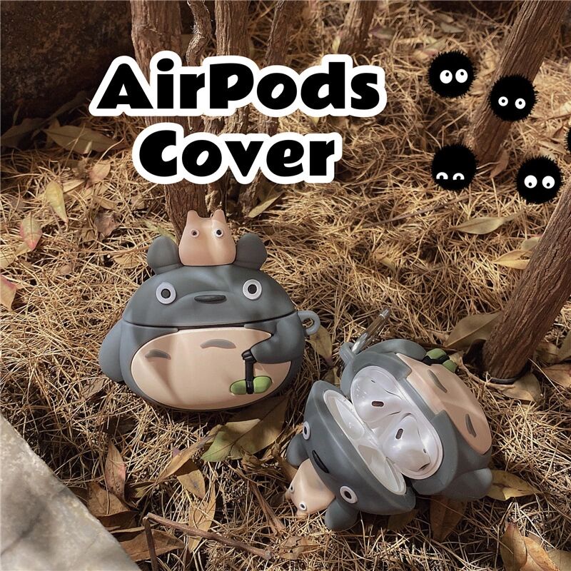 Vỏ bọc TPU bảo vệ hộp sạc tai nghe bluetooth hình Totoro chống mất thích hợp cho Apple Airpods 1/ 2 Pro