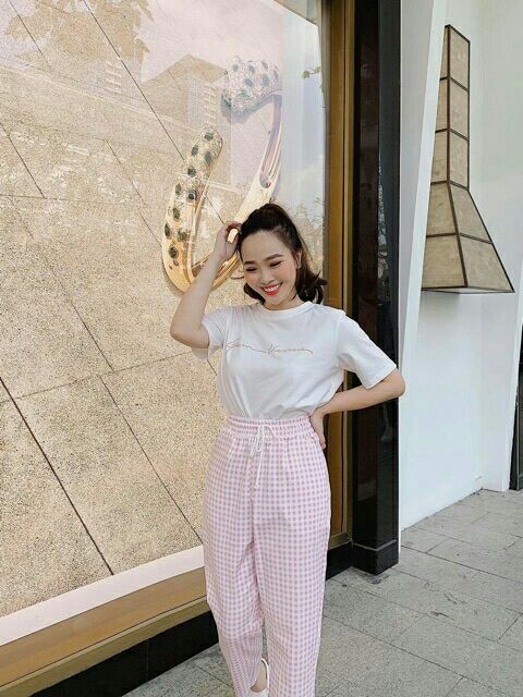 BỘ MẶC NHÀ ÁO THUN QUẦN KẺ CARO SIÊU RẺ