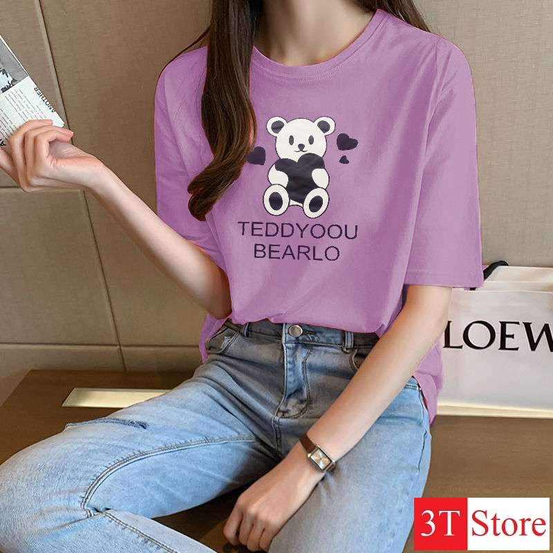 [Video + Ảnh Thật] Áo Thun Tay Lỡ Freesize Unisex Hot Trend Gấu - TeddyYou Tím | BigBuy360 - bigbuy360.vn