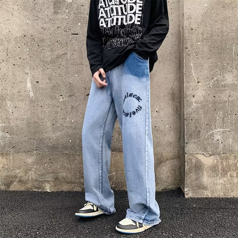 Quần Jean Dài Oversize Thêu Họa Tiết Phong Cách Hip Hop Nhật Bản Thời Trang Cho Nam Size S-3XL