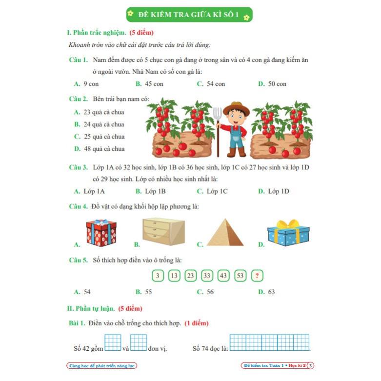 Sách Combo Đề Kiểm Tra Toán Lớp 1 - Cùng Học Để Phát Triển Năng Lực - BẢN QUYỀN