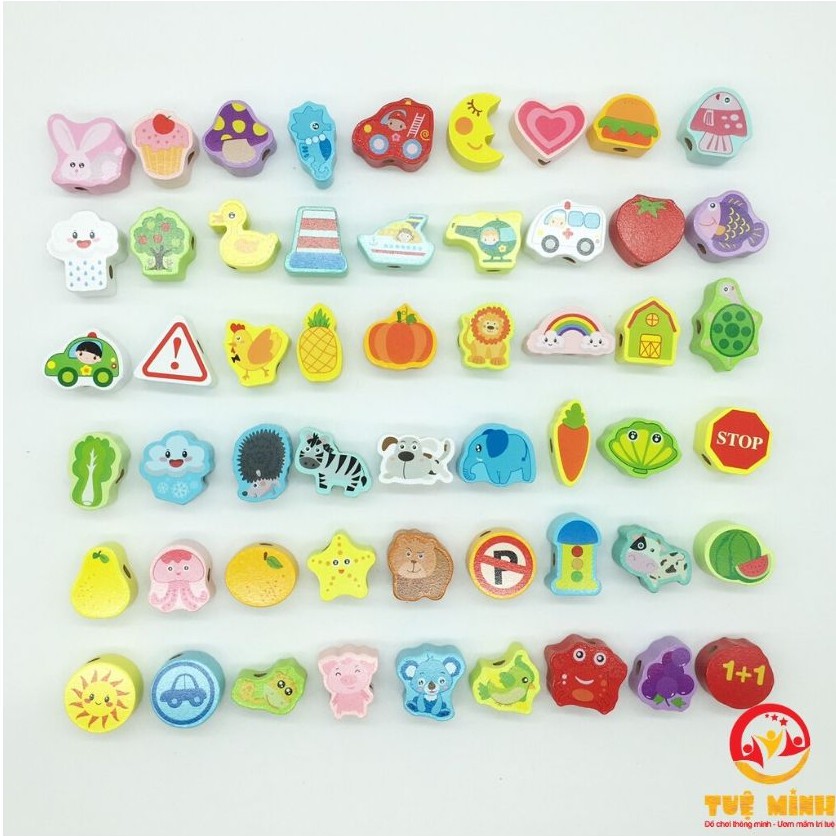 Xâu Hạt Gỗ 106 Chi Tiết💥HOT HOT💥Đồ Chơi Xâu Hạt Cho Bé Phát Triển Trí Thông Minh- Duy Nhất Có Tại Tuệ Minh Shop