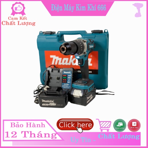Máy Khoan Pin Makita 3 chức năng, khoan bắn vít siết ốc, có chế độ búa , pin tím 10cell sử dụng 3-4 tiếng liên tục