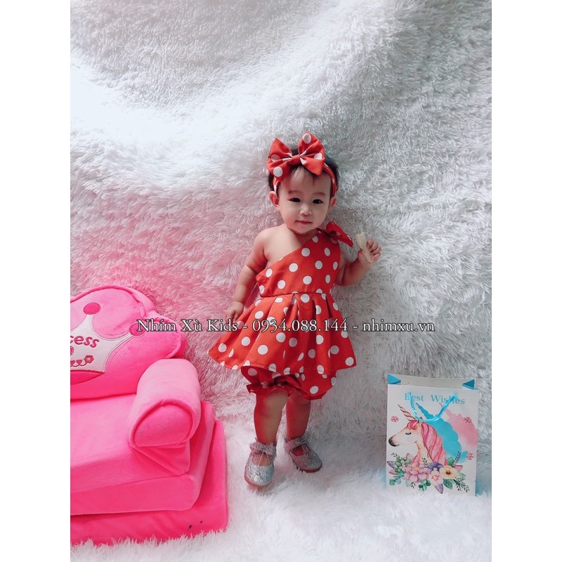 SET CHẤM BI CAM LỆCH VAI CHO BÉ (4-18kg)