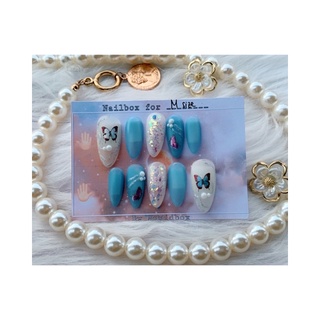 Nailbox blue butterfly làm theo size móng