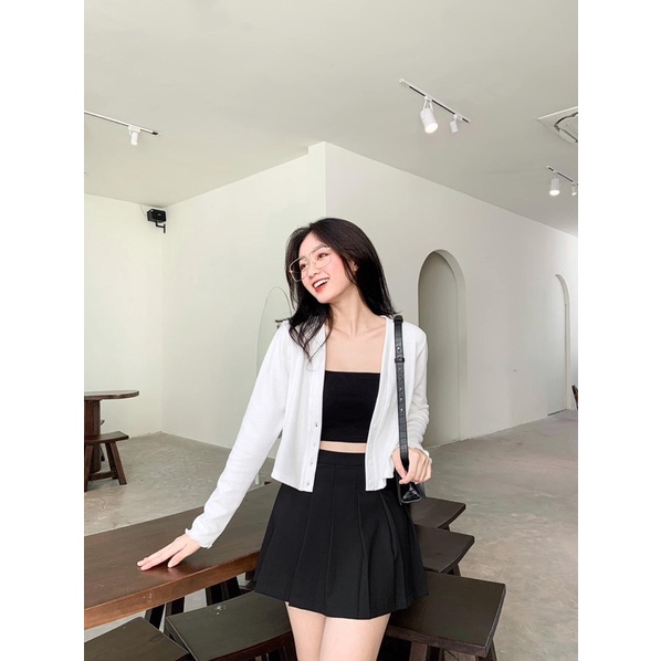 Áo khoác cardigan len mỏng cho nữ phong cách hàn quốc sexy màu nâu kem trắng LAMODE | BigBuy360 - bigbuy360.vn