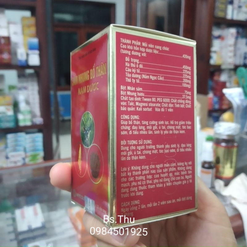 Sâm nhung bổ thận Nam Dược lọ 30 viên dùng được cho cả nam và nữ, hỗ trợ bổ thận, giảm tiểu đêm