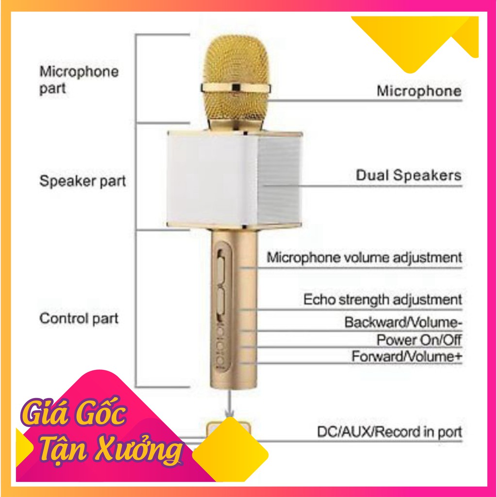 Mic Hát Karaoke Bluetooth YS-11 Hàng Chuẩn Hút Âm Tốt, Âm Trong Veo