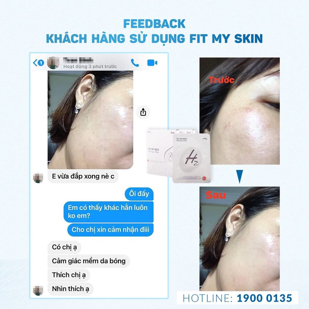 MẶT NẠ GIẤY TINH CHẤT HYDROGEN FIT MY SKIN, CẤP ẨM CHUYÊN SÂU, PHỤC HỒI DA, MỜ THÂM NÁM