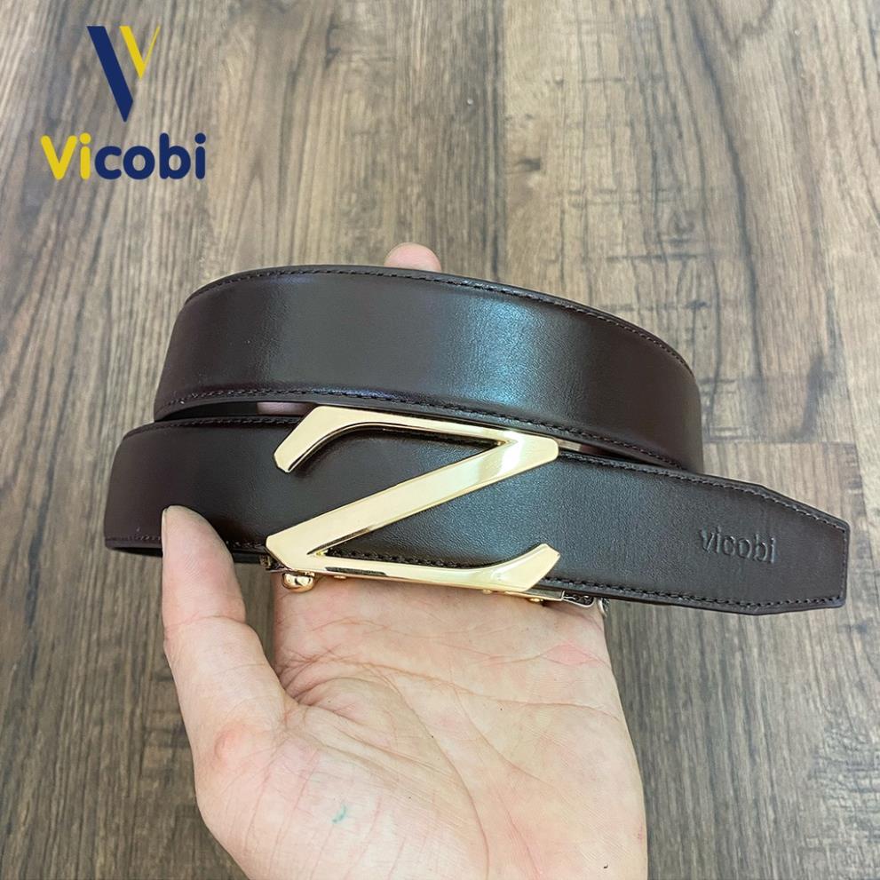Thắt lưng Nam Da Bò chữ Z khóa tự động Vicobi ZVV , Dây lưng 3,5cm mặt khóa Vàng hợp kim, made in VietNam ®️