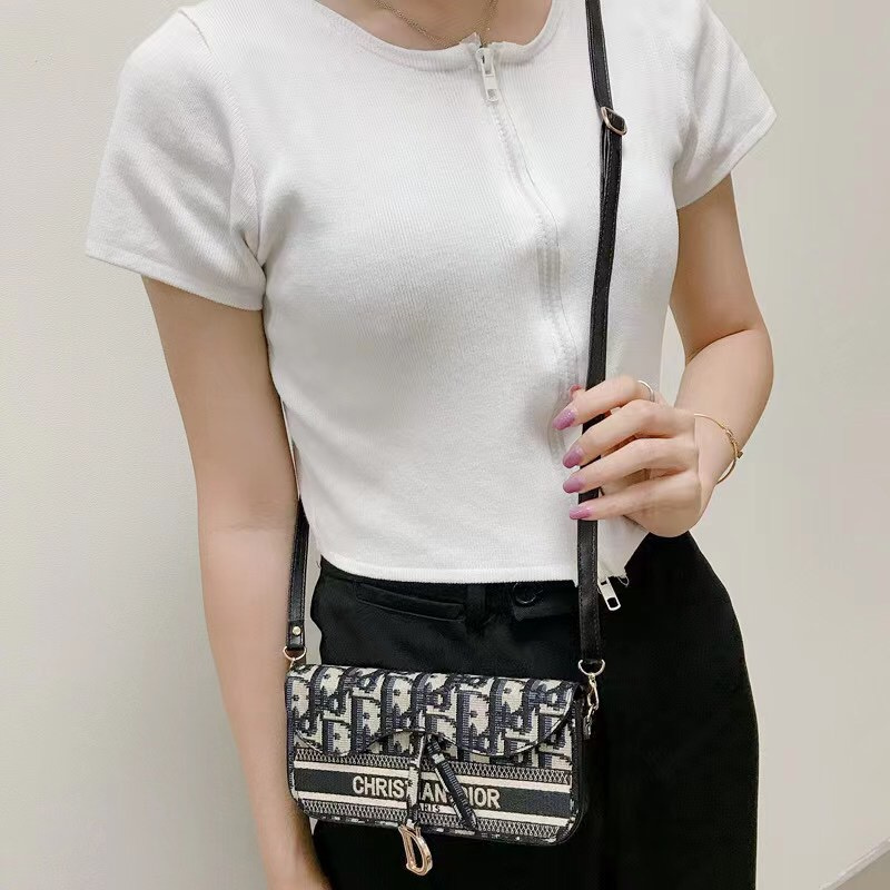 Ốp điện thoại dạng túi đeo chéo thêu hoa thời trang nữ tính thích hợp cho iPhone