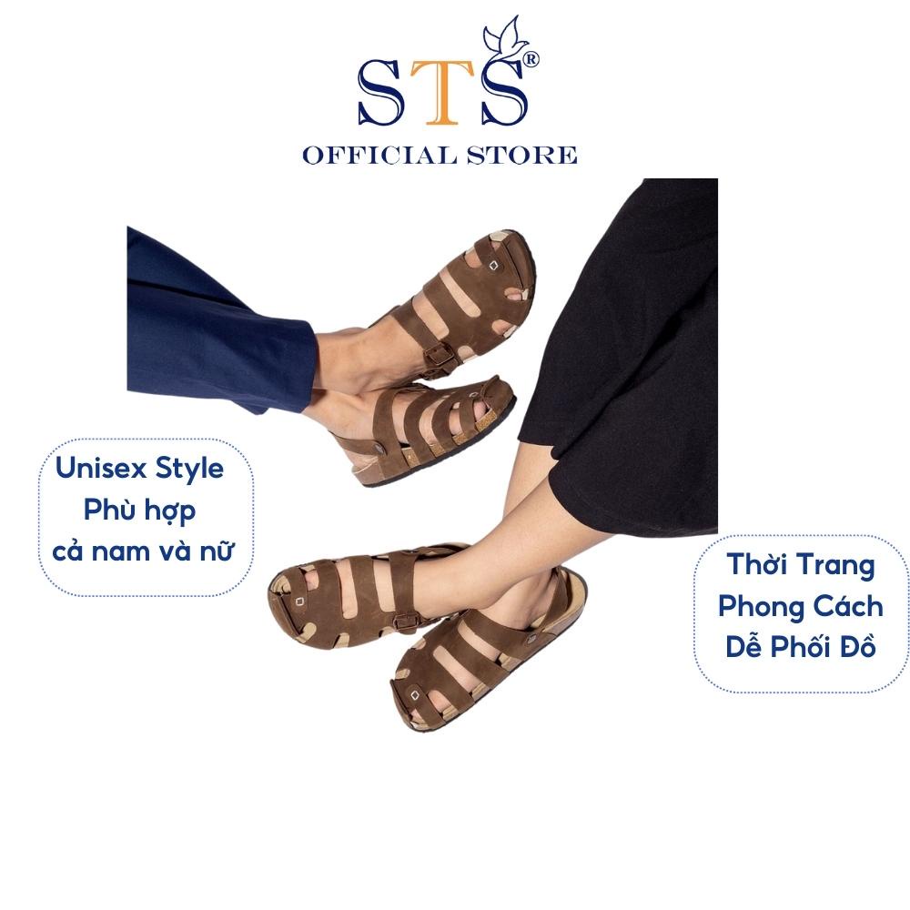 Sandals rọ quai hậu da bò nam nữ cao cấp xuất khẩu châu Âu SDRO01 BH 6 THÁNG
