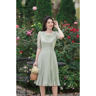 Đầm nữ thiết kế hong vic nhũ cốm cổ đổ dl459