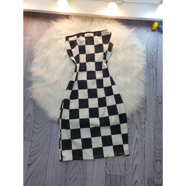 Đầm body ngắn sexy sọc caro trắng đen (có ảnh và video thật) | BigBuy360 - bigbuy360.vn