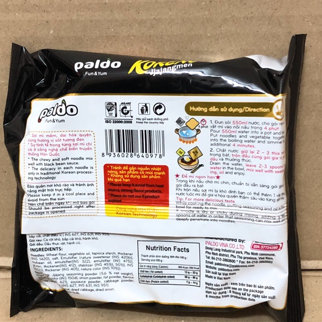 Túi Mỳ Trộn Tương Đen Jjajangmen Koreno Paldo 115g | BigBuy360 - bigbuy360.vn