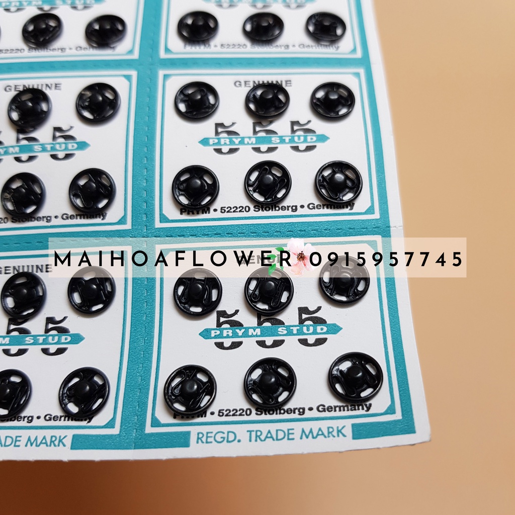 Bộ nút cúc bấm cài áo dài, dùng cài giấu phía trong áo quần hàng loại tốt không gỉ, Maihoaflower
