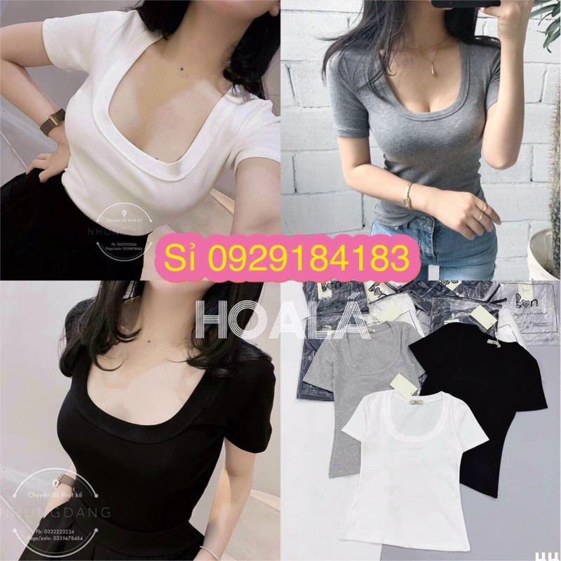 Áo Thun Cổ U Ôm Body Trơn A8