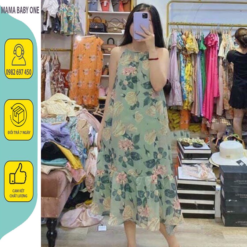 VÁY BẦU YẾM 2 DÂY - ĐẦM BẦU MAXI CHẤT VOAN HOA MẶC MÙA HÈ Ở NHÀ, ĐI BIỂN, ĐI CHƠI. THIẾT KẾ MẸ BẦU XINH XẮN TRẺ TRUNG.