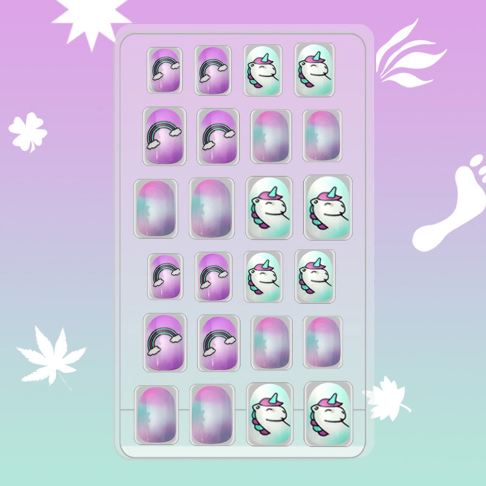 [Hàng mới về] Set 24 móng tay giả họa tiết xinh xắn dành cho bé