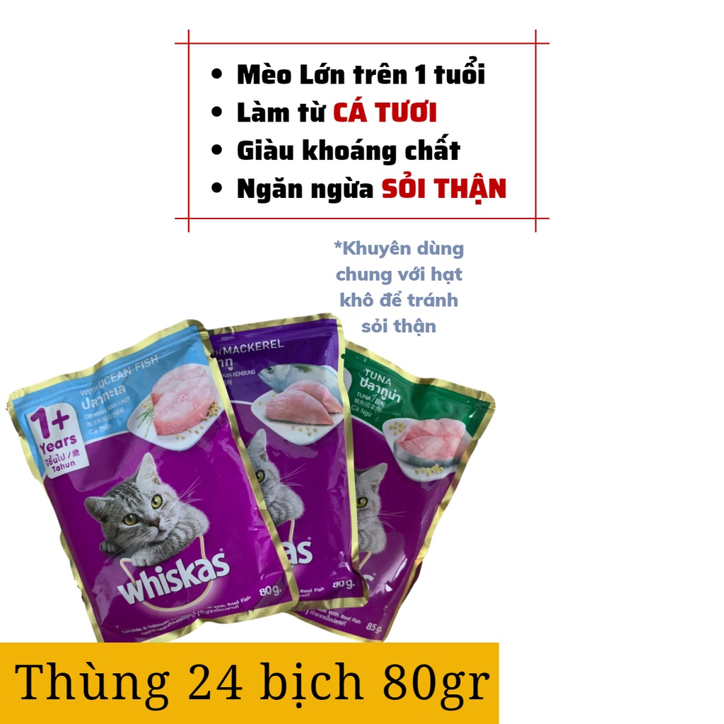 [Chính hãng][Hỏa tốc]Pate Cho Mèo Whiskas Thùng 24 gói 80g