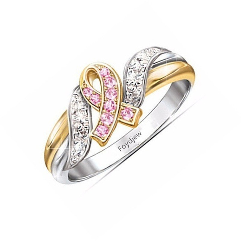Aifei Jewellery Women Ring Mosaic Diamond 925 Sterling Silver 18K Rose Gold Plating R583