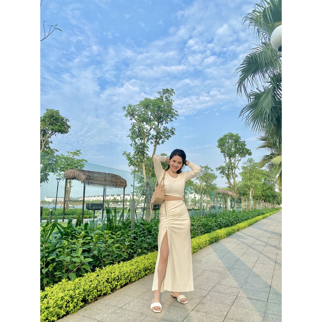 Set chân váy nữ - áo croptop💖HÀNG THIẾT KẾ💖 váy nhún éo tôn dáng thiết kế trẻ trung