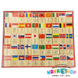 [Đồ chơi Gỗ] Domino cờ các quốc gia