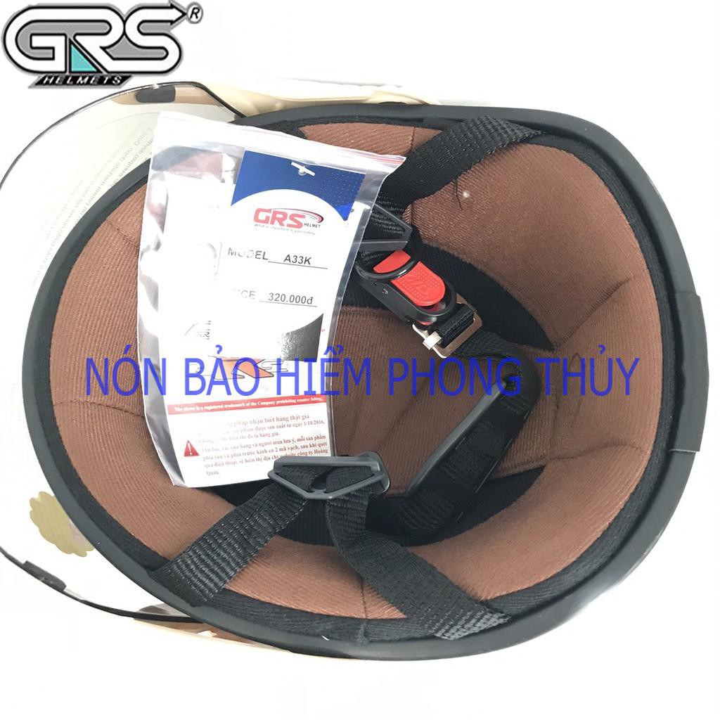 Mũ bảo hiểm nửa đầu có kính cao cấp - vòng đầu 56-58cm - Kính chống lóa - GRS A33K - Sữa