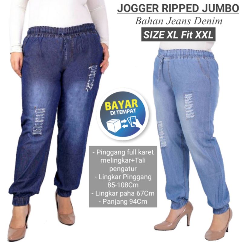 Quần Jogger Jean Dài Jumbo Clana Joger Lepis Eo Co Giãn Rách Cho Nữ Thanh Thiếu Niên Và Hôm Nay