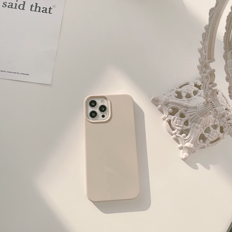 (SIÊU RẺ) Ốp lưng iphone màu sữa trơn bóng dày dặn /7/7plus/8/8plus/x/xr/xs/11/12/13/pro/max/plus/promax