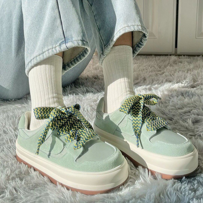 Giày Bánh Mì Nữ Màu Xanh Mint Phong Cách Hàn Quốc Dễ Phối Đồ FLOWER G25 - nguyentrang239