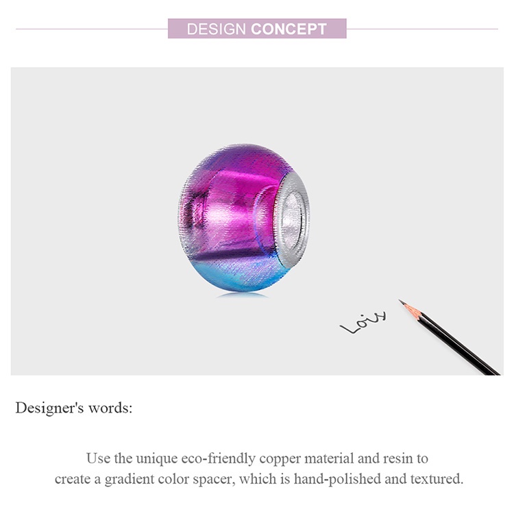 Hạt phụ kiện xỏ vòng BAMOER YIC024 họa tiết màu gradient vũ trụ