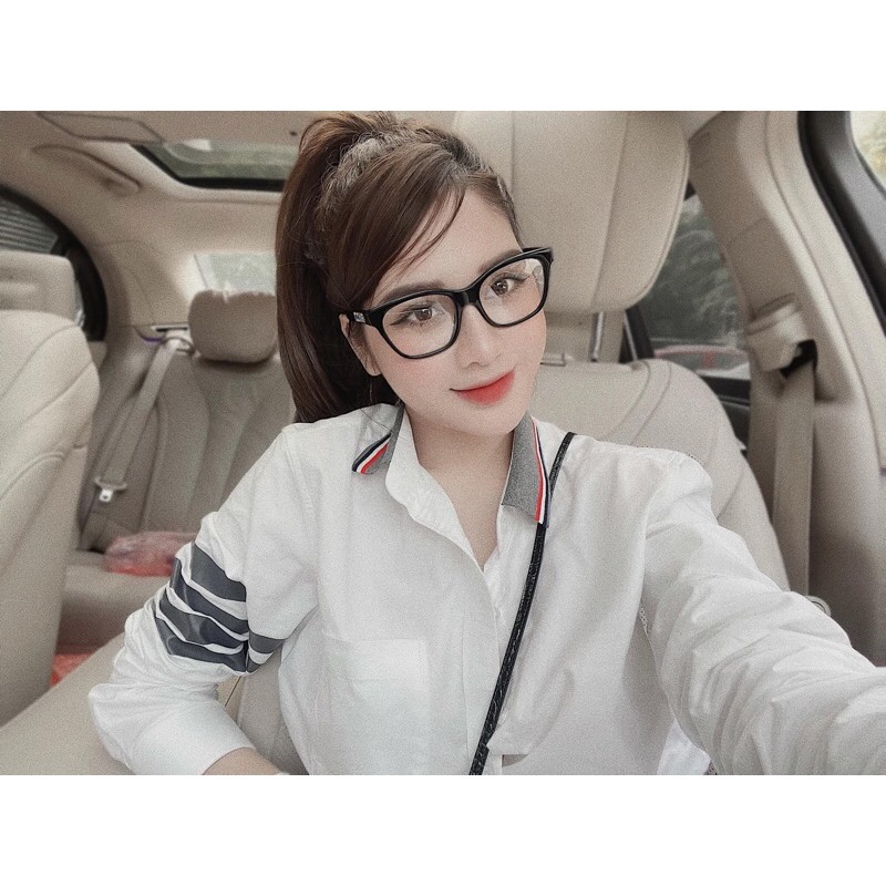 Áo sơ mi cổ bo dệt tay sọc