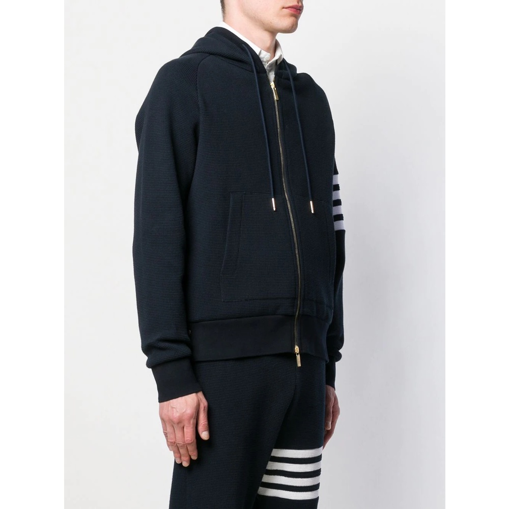 Áo khoác dệt kim nam nữ Thom Brow.ne 4-Bar zip up 217 chất vải len bông cao cấp hàng thiết kế tay áo kẻ sọc sang trọng