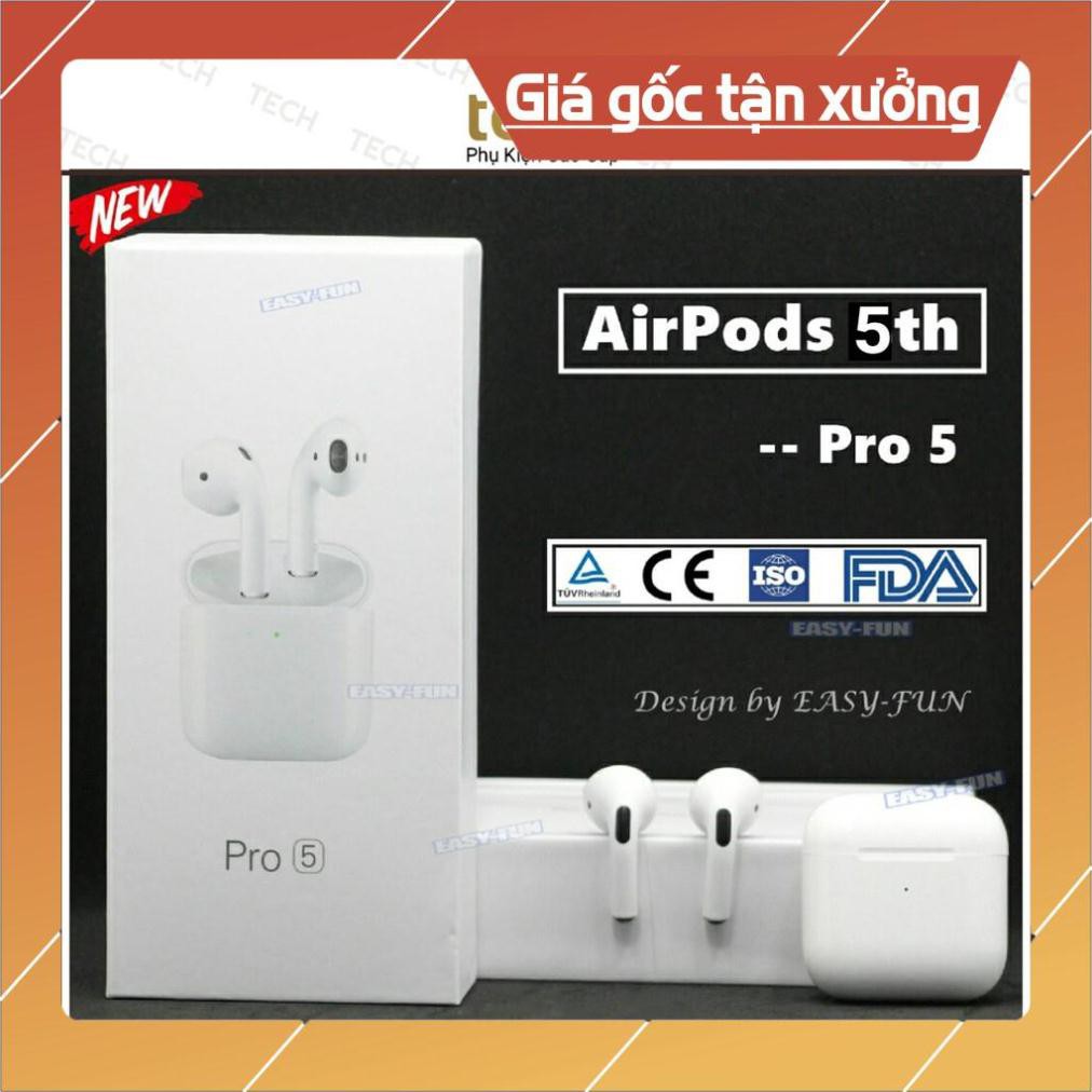 Tai Nghe Airpod Pro 5 TWS 5.0 Bluetooth Định Vị Đổi Tên Âm Thanh Stereo Cực Chuẩn FREESHIP BẢO HÀNH ĐỔI MỚI