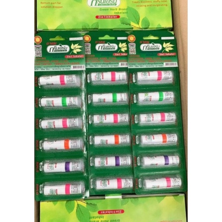 1 Vĩ 6 ống hít thông mũi hai đầu Green Herb 2in1 Inhaler Thái Lan