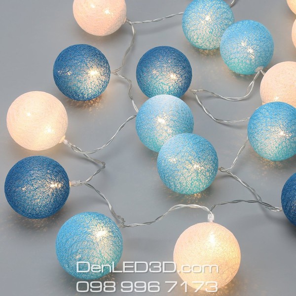 Dây Đèn LED Bóng Cotton Ball Cỡ Lớn Dài 3m, 20 Bóng Nhiều Màu