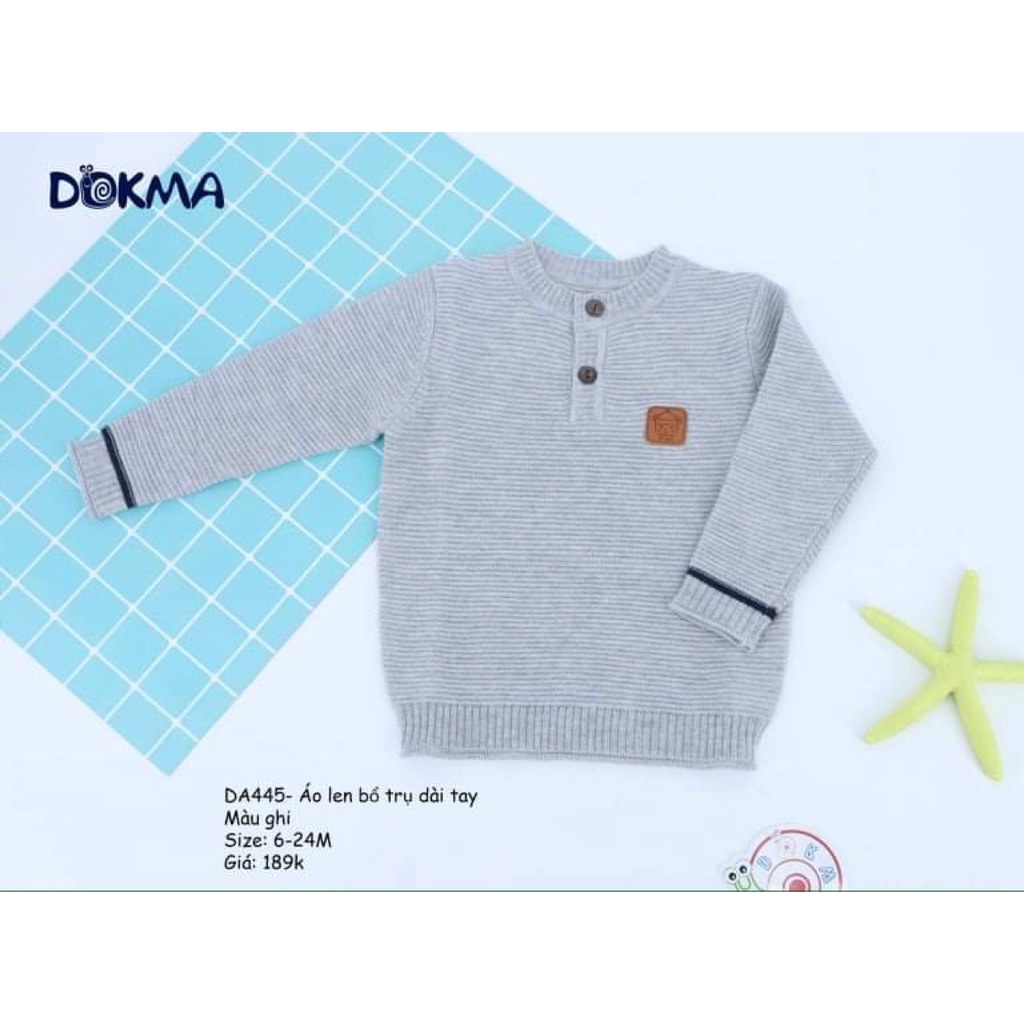 Áo len dài tay cho bé trai Dokma thu đông chất mềm mịn dày dặn sale size 6-24M DA445