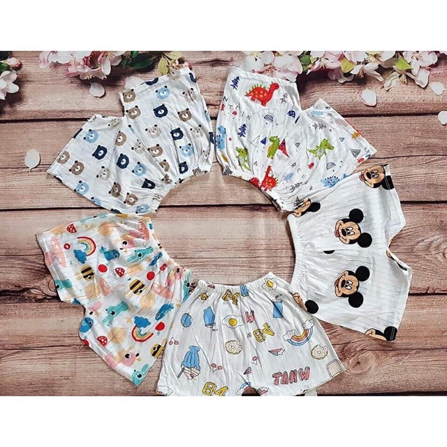 10 cái Quần chục cộc, dài cotton giấy bé trai, bé gái bé size 3-16kg