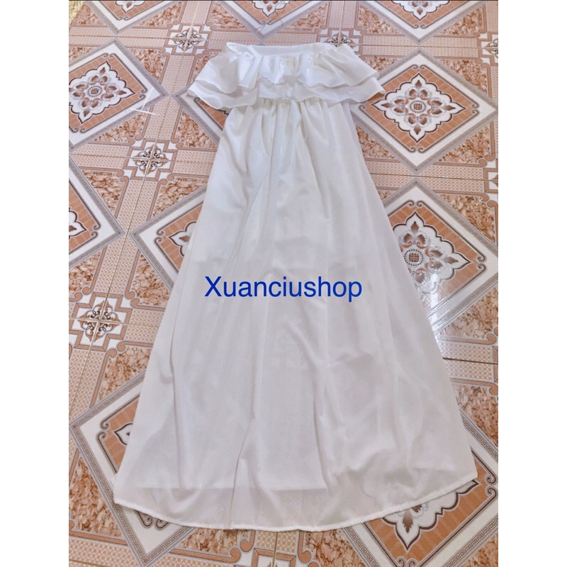 [Mã WAMT1505 giảm 10K đơn 0K] Đầm Trắng Xẻ Tà Phối Bèo,Maxi Đi Biển, kèm hình ảnh thật | BigBuy360 - bigbuy360.vn