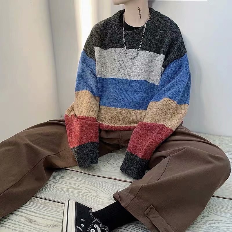 Áo Len Nam Tay Dài Họa Tiết Sọc Ngang Thời Trang Hàn Quốc | BigBuy360 - bigbuy360.vn