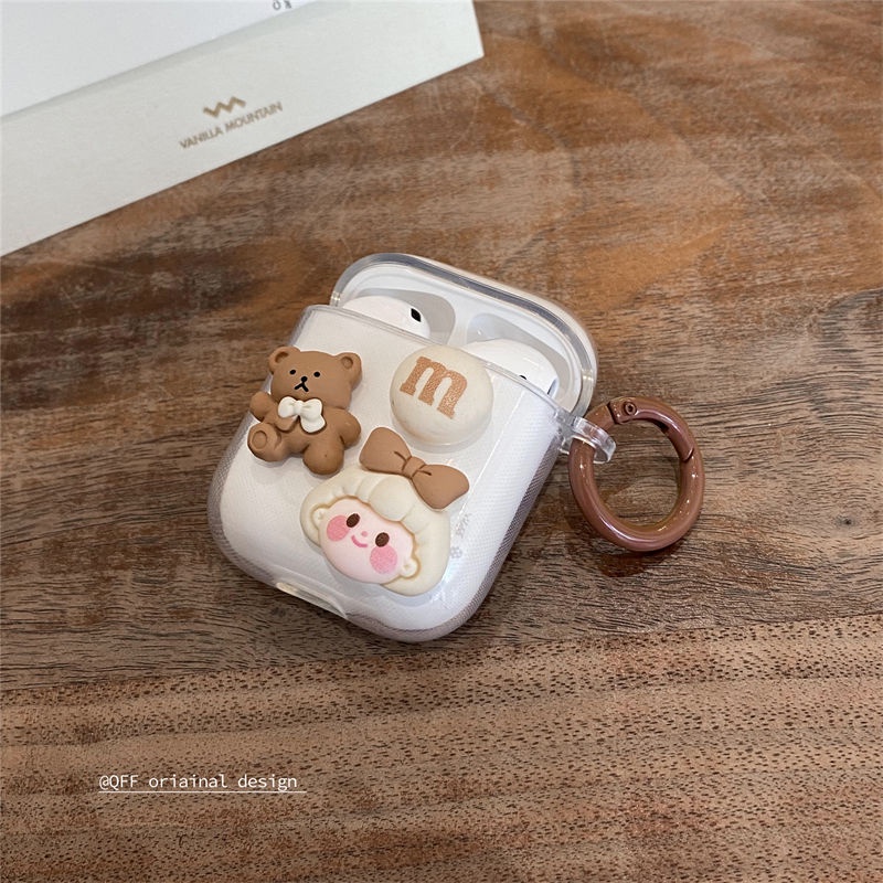 Vỏ bao đựng tai nghe airpodbảo vệ bao đựng tai nghe không dây bluetooth 1/2/Pro/i12/i9/i7 gắn charm xinh xắn
