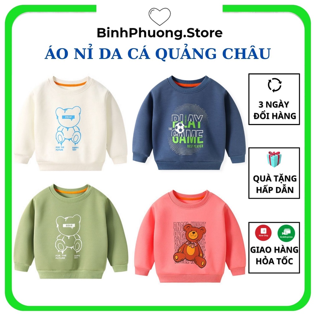 Áo Bé Trai Gái Chất Nỉ Da Cá Thu Đông Nhập Khẩu Phong Cách Hàn Quốc Binhphuong.Store