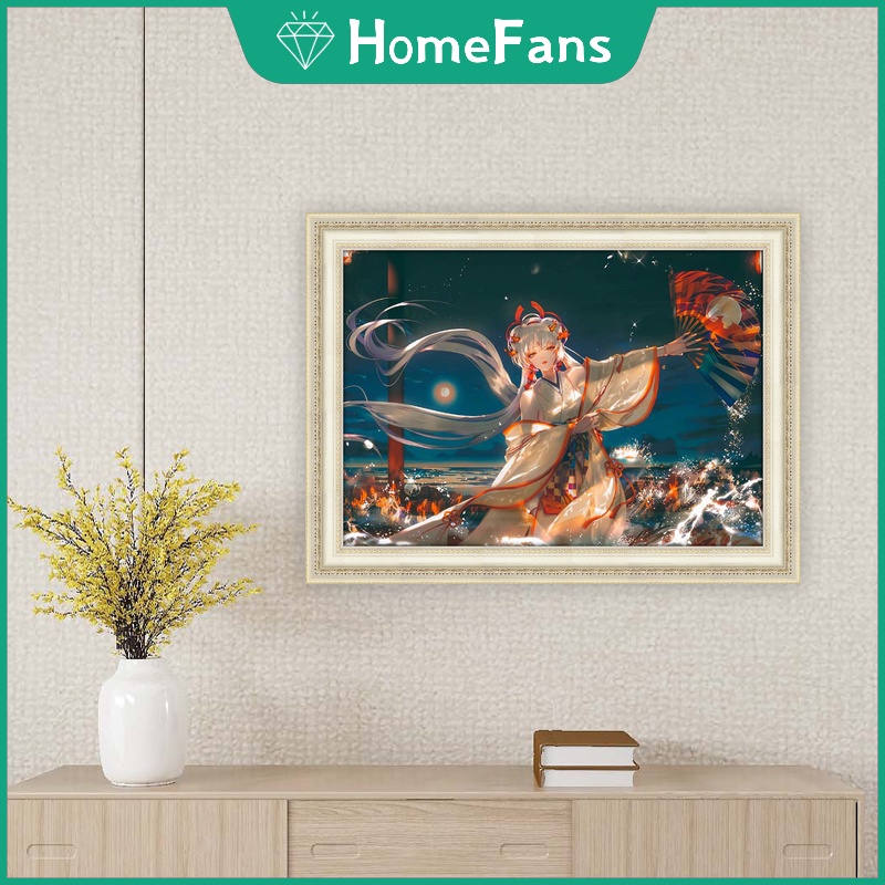 Bộ Tranh Đính Đá 5D Tự Làm 40x50cm Hình Cô Gái Trung Quốc Trang Trí Nhà Cửa